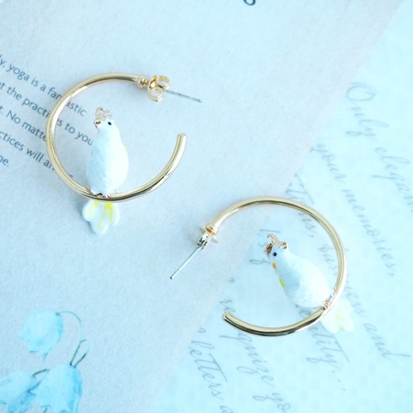 Bill skinner parrot earrings bird earrings animal earrings enamel earrings - Picture 7 of 10